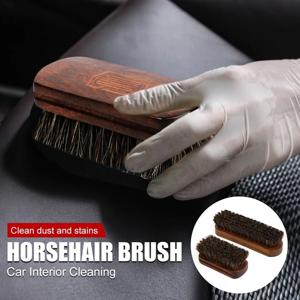 Horsehair Leather Textile Cleaning Brush for Car Interior Furniture Detailing